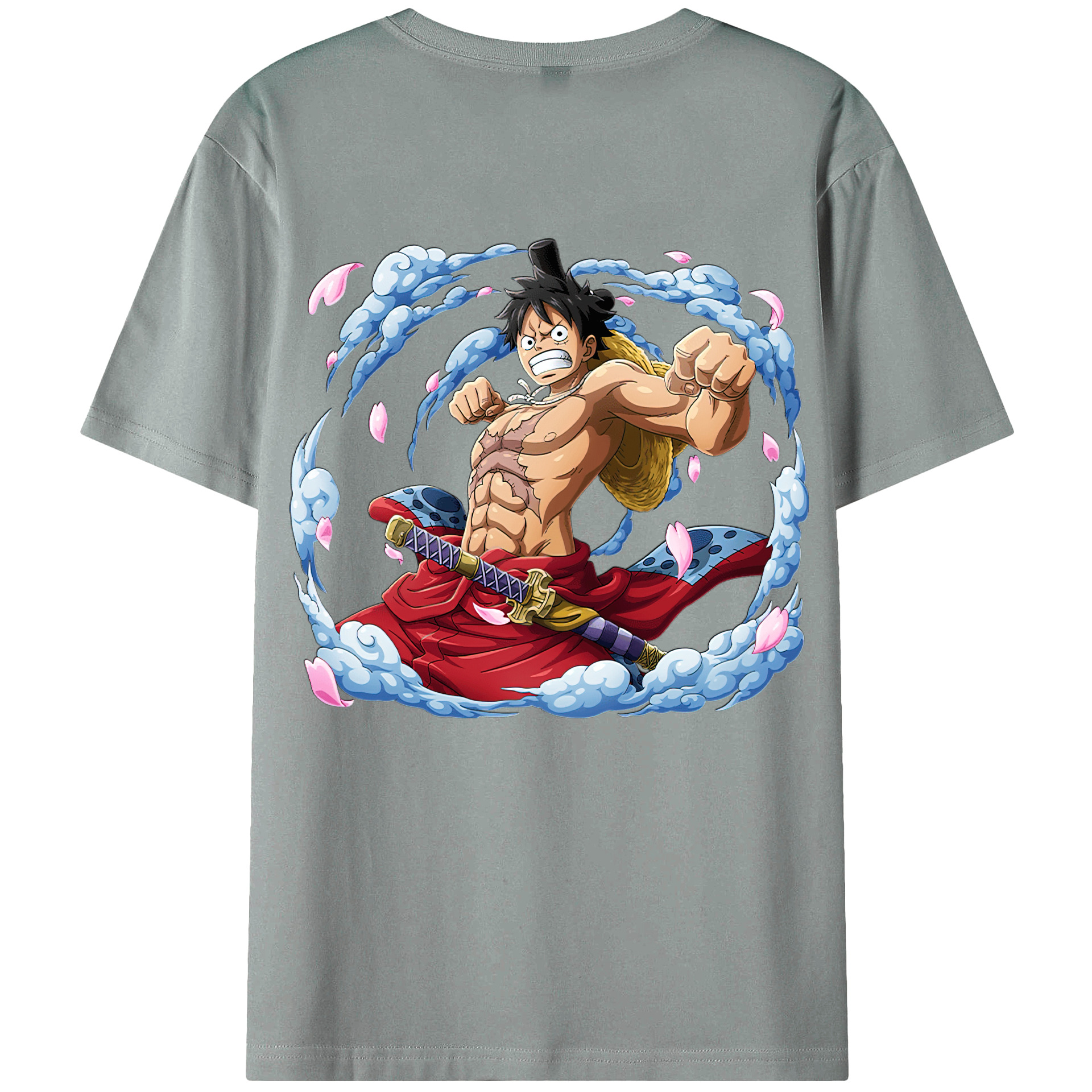 ワンピース モンキー・D・ルフィ ONE PIECE Monkey D. Luffy 綿100％ メンズ半袖Tシャツ（バックプリント） 通気性